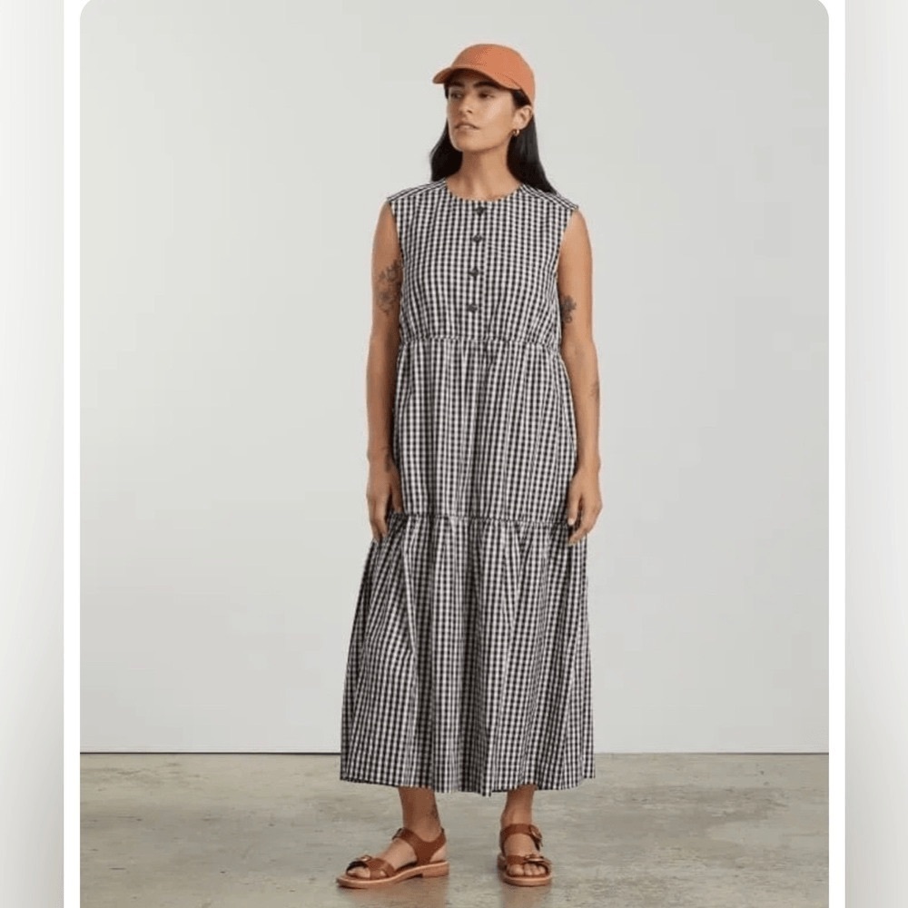 Everlane Gingham Tiered Maxi Dress XL